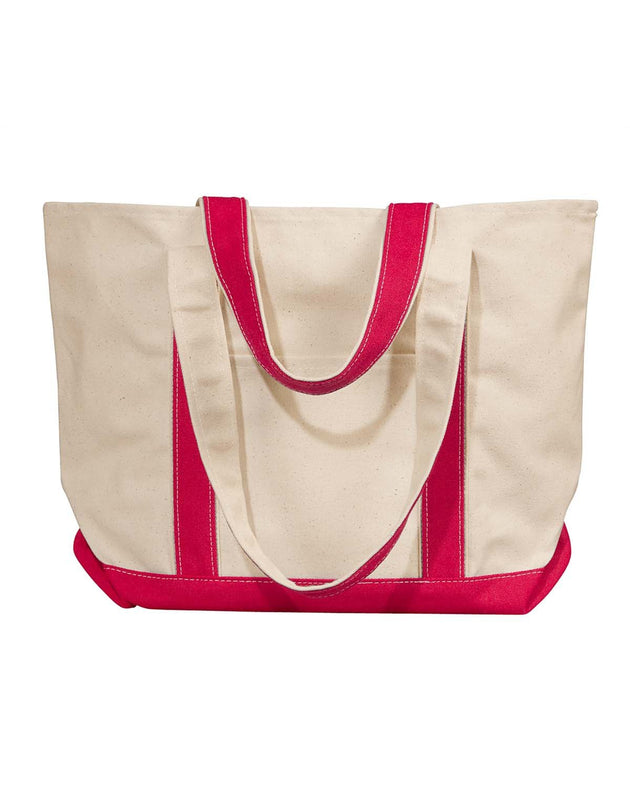 Liberty Bags Windward Large Cotton Canvas Classic Resort Tote NATURAL RED