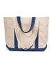 Liberty Bags Windward Large Cotton Canvas Classic Resort Tote NATURAL NAVY