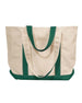 Liberty Bags Windward Large Cotton Canvas Classic Resort Tote NATURAL FO GRN