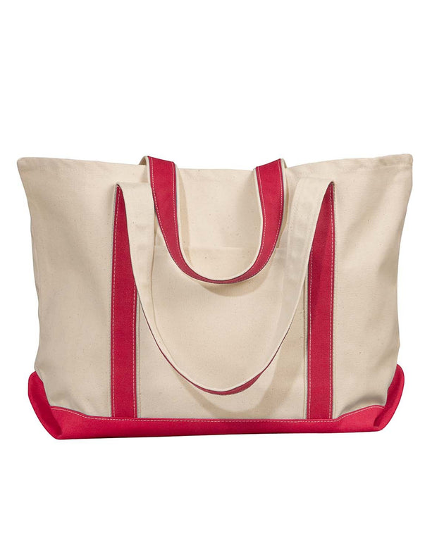 Liberty Bags Carmel Classic XL Cotton Canvas Resort Tote NATURAL RED