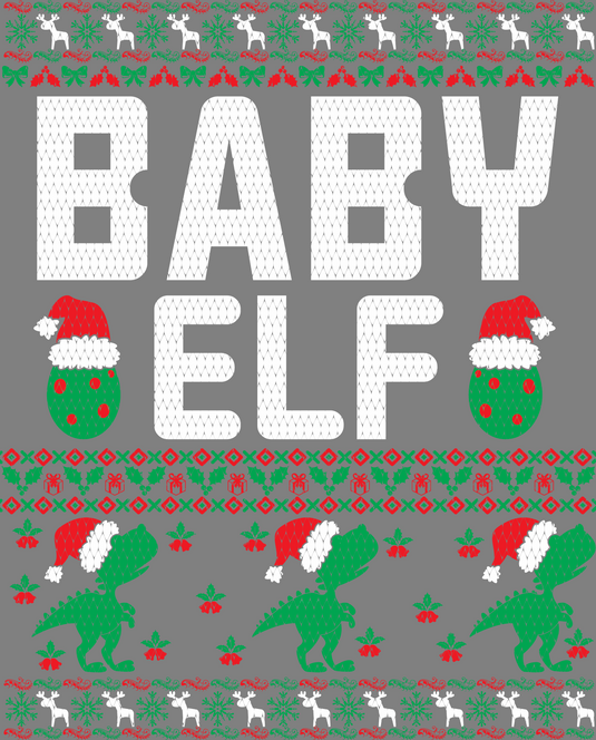 Baby Elf Ugly Christmas Sweater Party Ready to Press DTF Heat Transfers