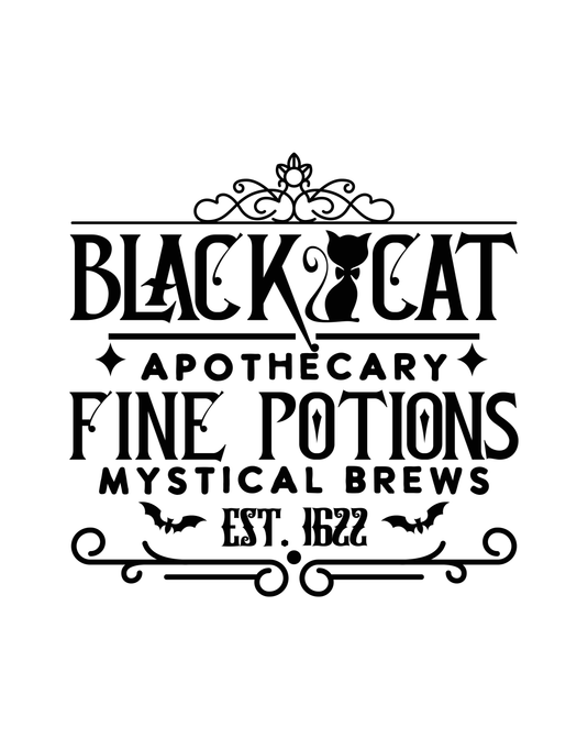 Black Cat Apothecary Potions Ready to Press DTF Heat Transfers