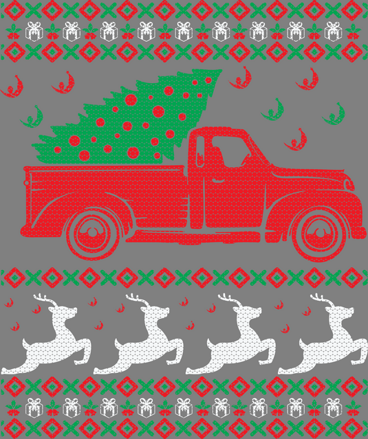 Christmas Tree On Truck Ugly Christmas Sweater Party Ready to Press DTF Heat Transfers