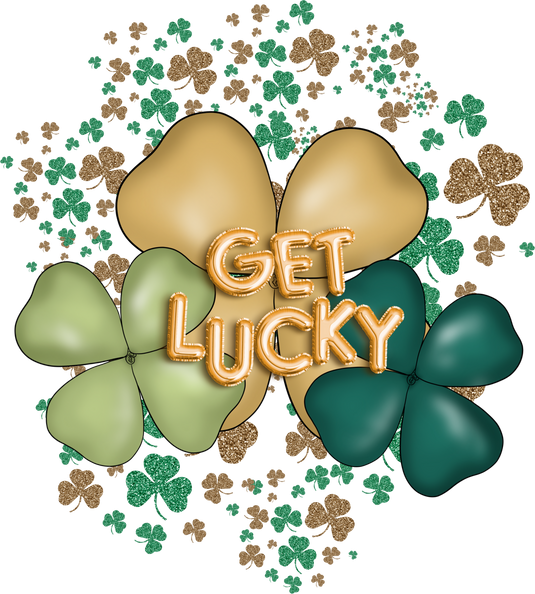 Get Lucky Green Gold Clovers ST Patricks Ready to Press DTF Heat Transfers