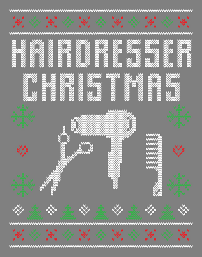 Hairdreser Ugly Christmas Sweater Party Ready to Press DTF Heat Transfers