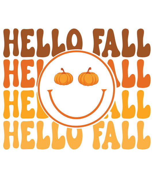 Hello Fall Pumpkin Ready to Press DTF Heat Transfers