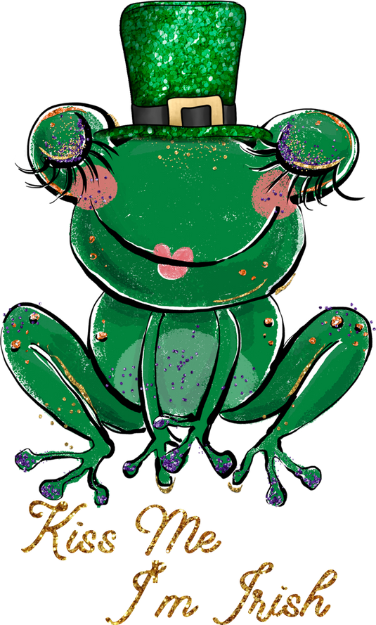 Kiss Me Im Irish St Patricks Day Frog Ready To Press DTF Heat Transfers