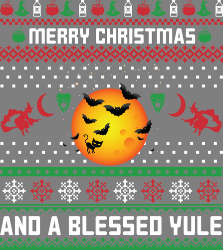 Merry Christmas And A Blessed Yule Ugly Christmas Sweater Party Ready to Press DTF Heat Transfers