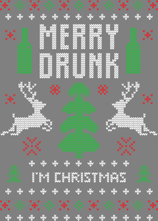 Merry Drunk Im Christmas Ugly Christmas Sweater Party Ready to Press DTF Heat Transfers