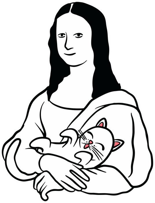 Mona Lisa with Cat Ready to Press DTF Heat Transfers