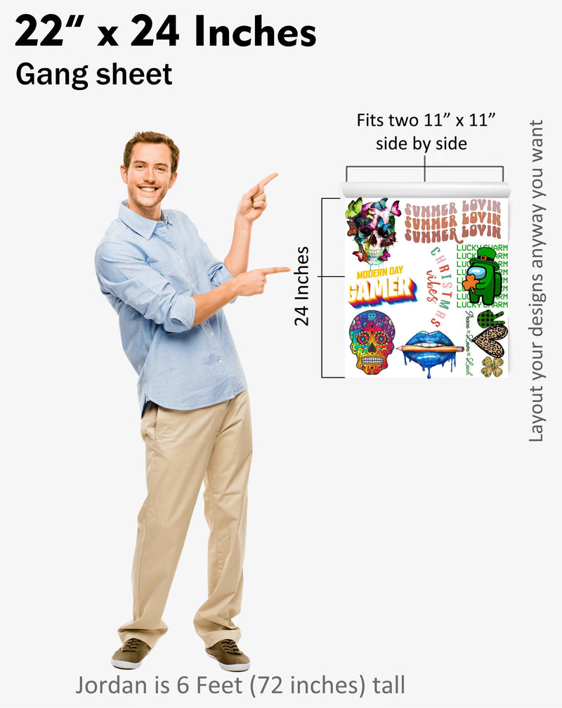 Load image into Gallery viewer, Custom DTF Gang Transfer Rolls - Multiple Sizes - Upload Ready to Print Gang Sheet
