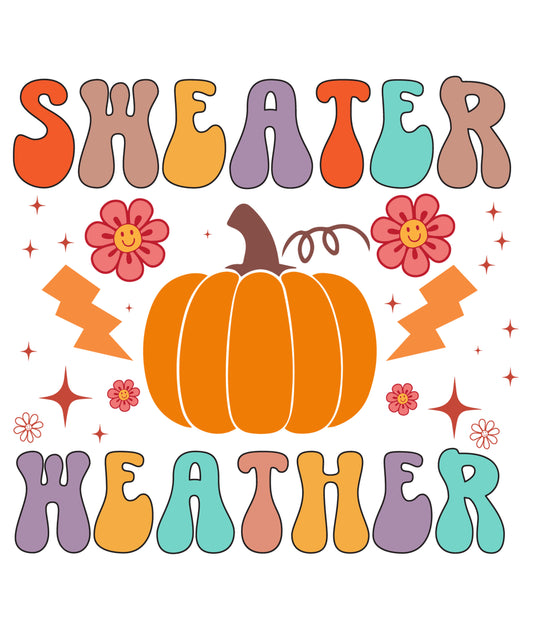 Sweater Weather Retro Pumpkin Ready to Press DTF Heat Transfers