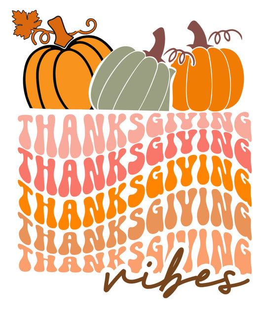 Thanksgiving Vibes Retro Design Ready to Press DTF Heat Transfers- Pack of 6