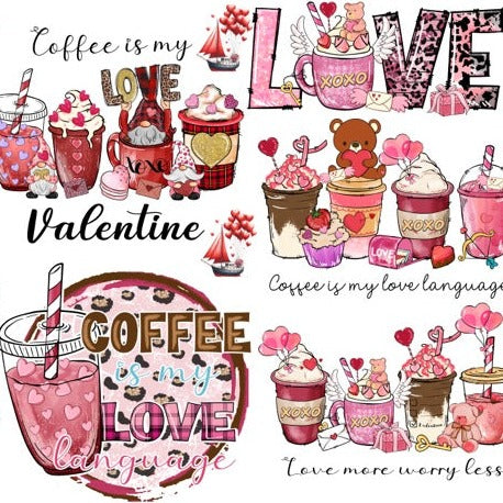 Valentines Coffee Pre-Designed DTF Gangsheet 22" x 60"