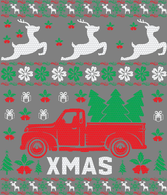 Xmas Pickup Truck Ugly Sweater Party Ready to Press DTF Heat Transfers