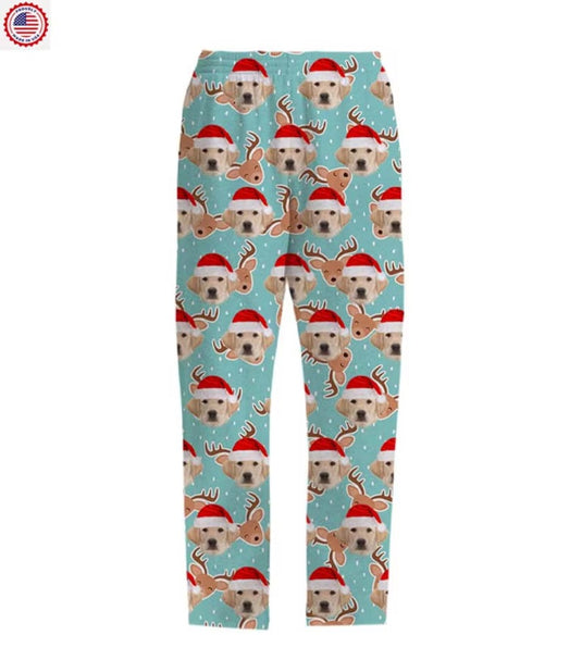 Personalized Pajama Pants with your Pet Face, Custom Pet Face PJ Pants, PJ for Holidays